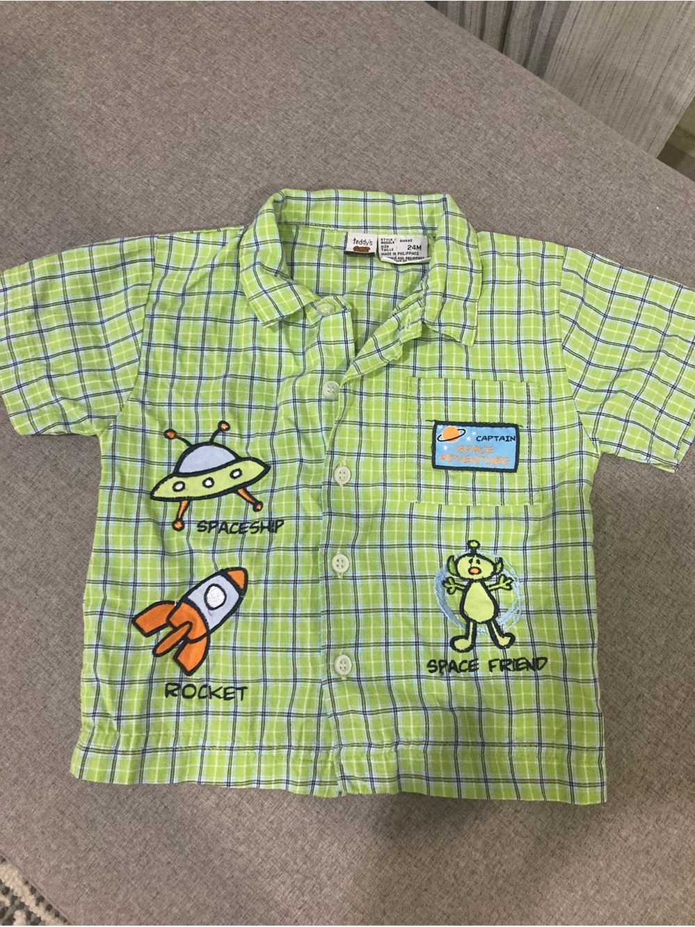 TEDDY’S CHOICE 24 month button up shirt.🚀 captain space adventure